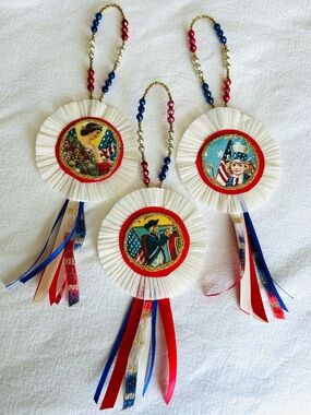 Vintage repurposed Patriotic 4th of July Ornaments -